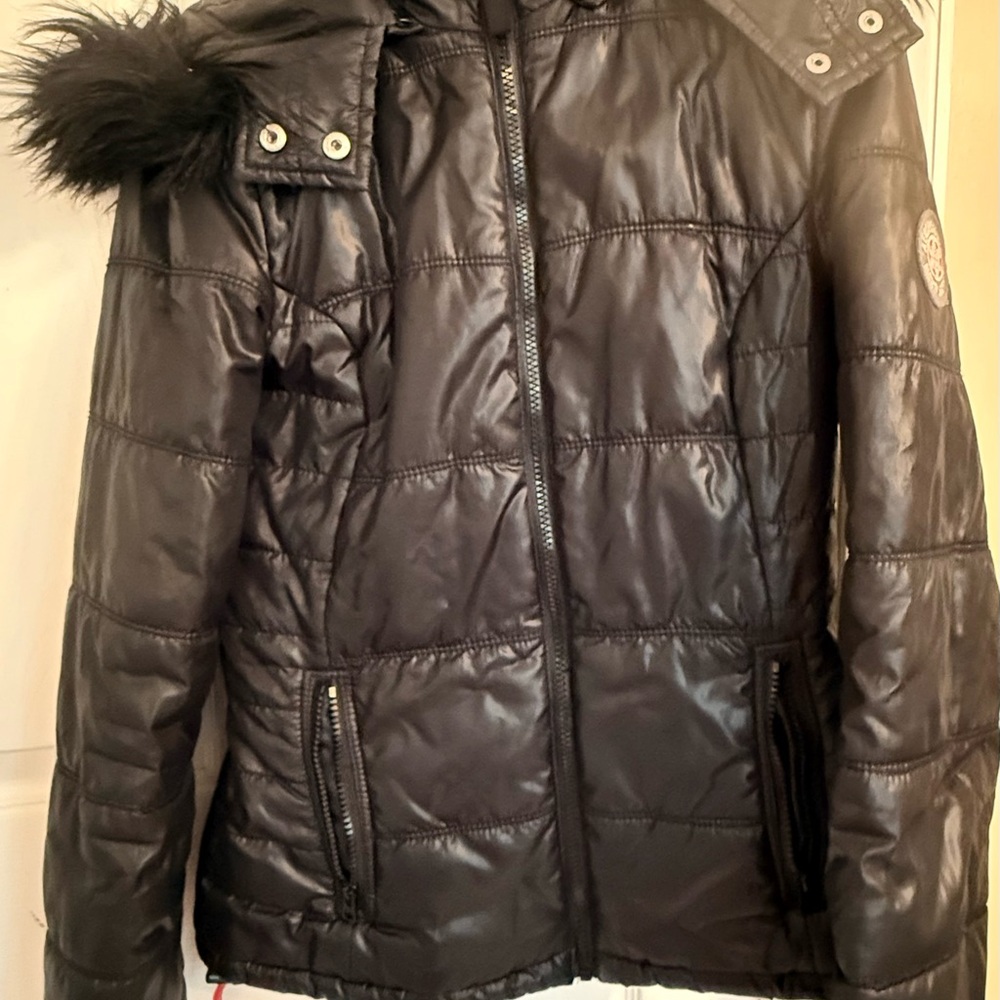 Aeropostale Shiny Black Puffer Jacket